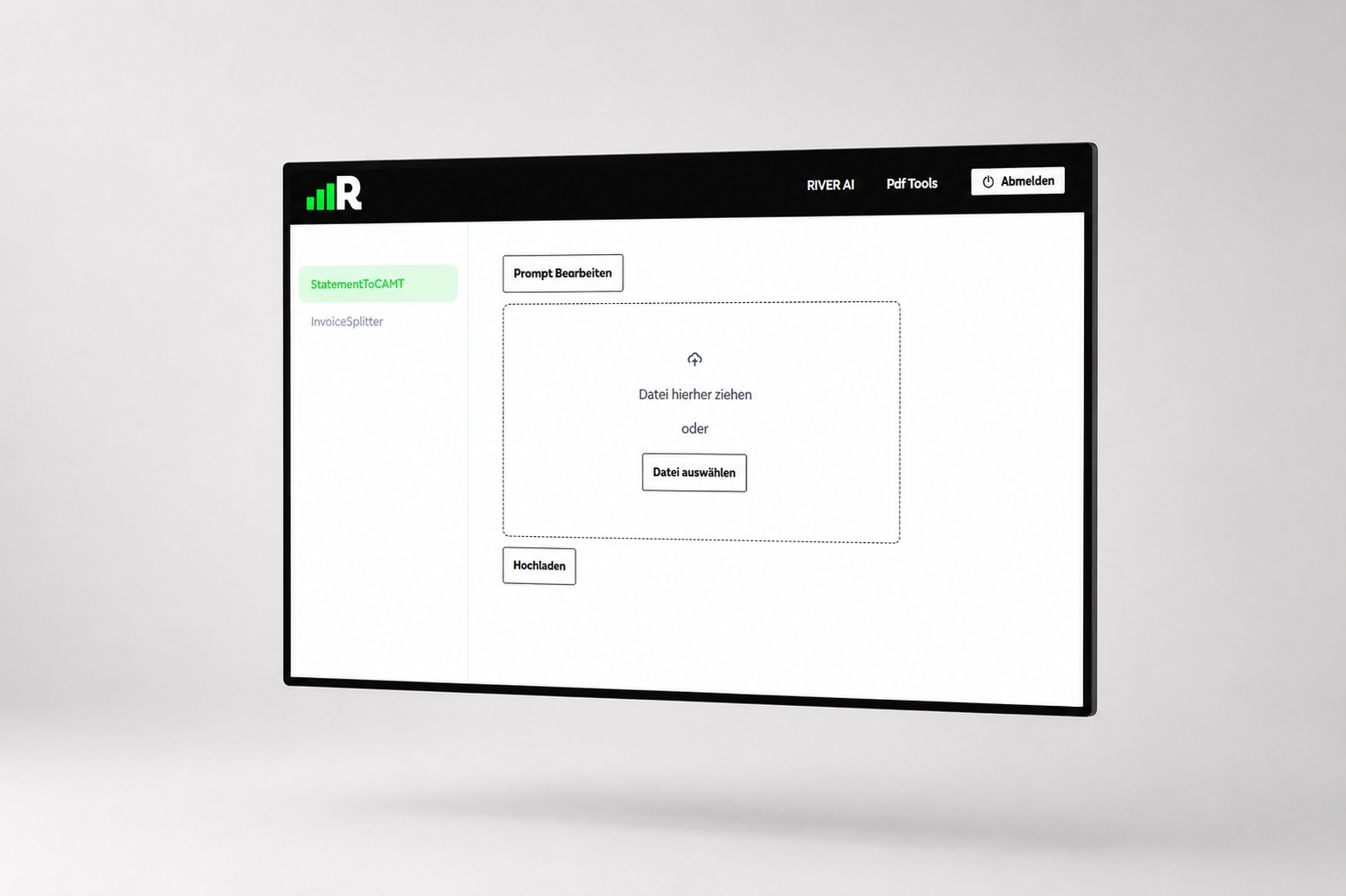 RIVER AI Oberfläche mit den PDF-Werkzeugen direkt im Browser
